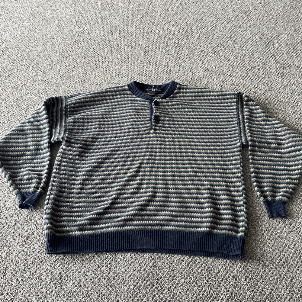 Cape Isle Knitters Sweater. Large. Vintage. Stripped. Fisherman's